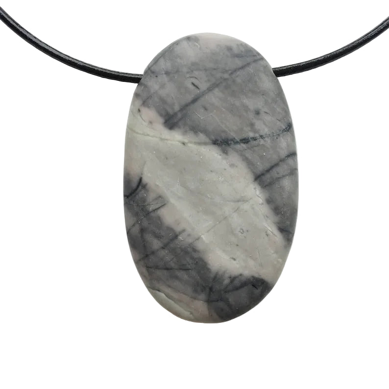 Picasso Jaspis Edelstein Kette mit Lederband