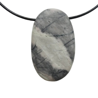 Picasso Jaspis Edelstein Kette mit Lederband