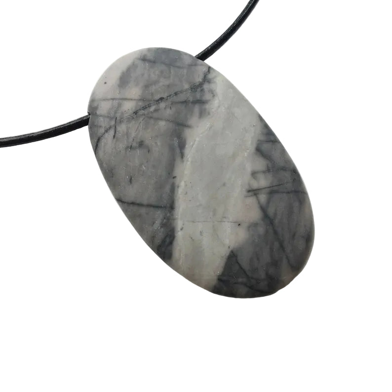 Picasso Jaspis Edelstein Kette mit Lederband