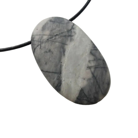 Picasso Jaspis Edelstein Kette mit Lederband