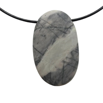 Picasso Jaspis Edelstein Kette mit Lederband