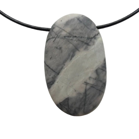 Picasso Jaspis Edelstein Kette mit Lederband