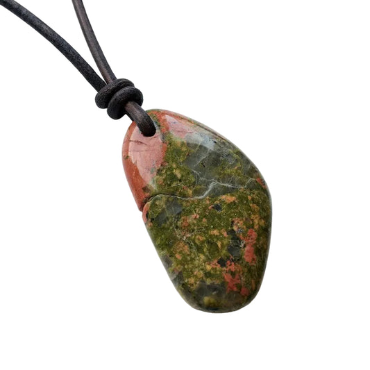 Unakit Edelstein Kette mit Lederband