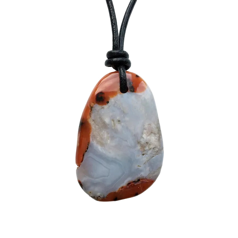Chalcedon Kette Edelstein mit Lederband