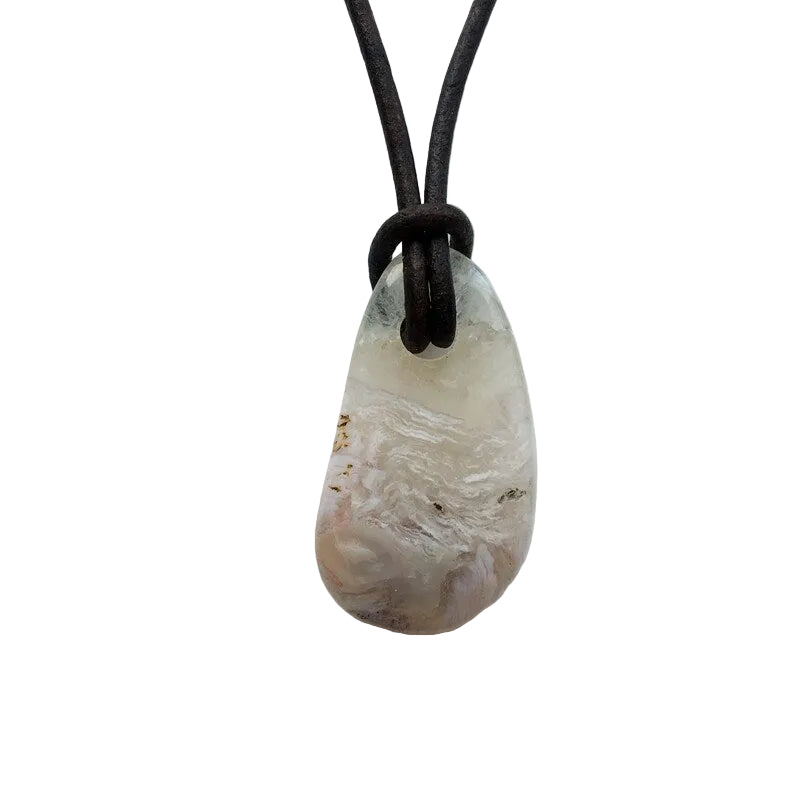 Chalcedon Kette Edelstein mit Lederband