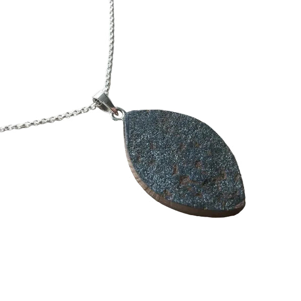 Kristallisierter Hämatit Anhänger 925 Silber Edelstein Kette