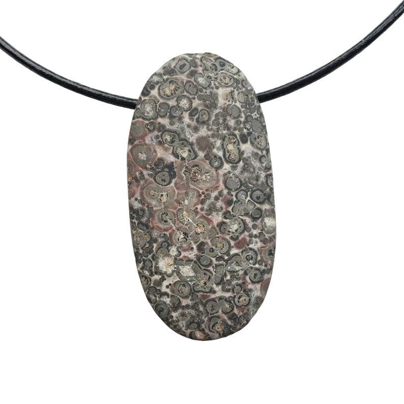Leoparden Jaspis Edelstein Kette mit Lederband