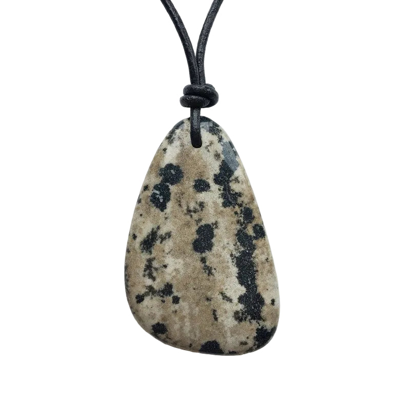 Dalmatiner Jaspis Edelstein Kette mit Lederband