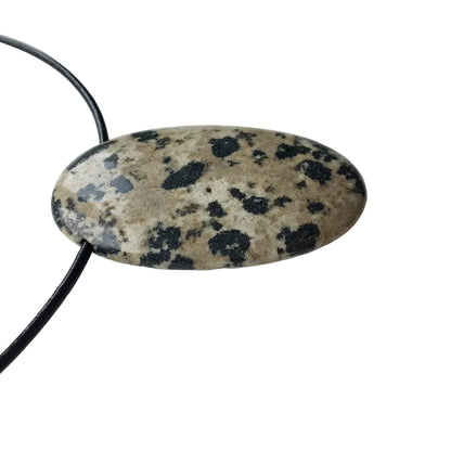 Dalmatiner Jaspis Edelstein Kette mit Lederband
