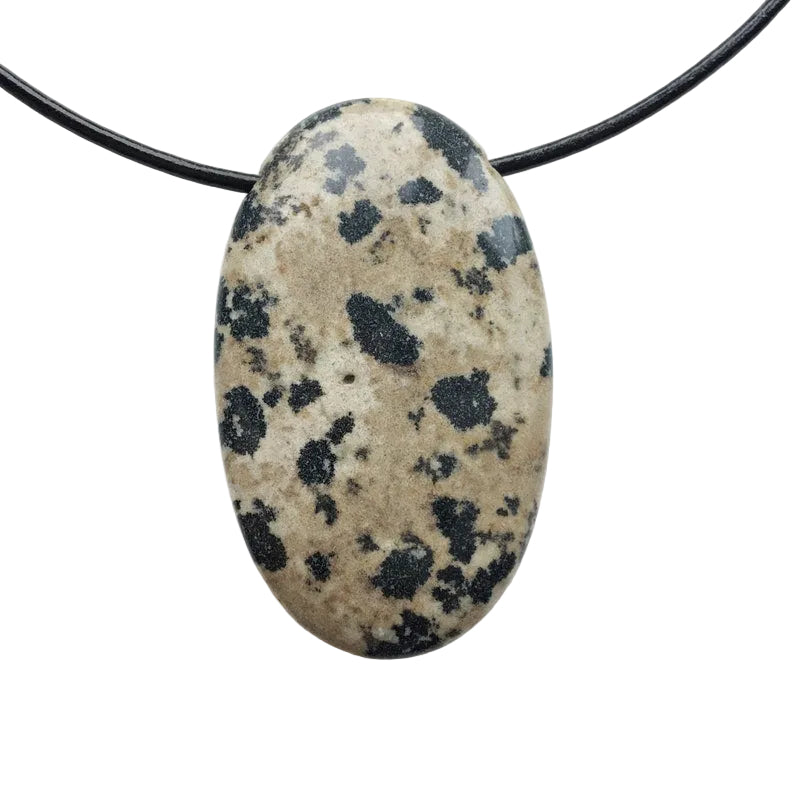 Dalmatiner Jaspis Edelstein Kette mit Lederband