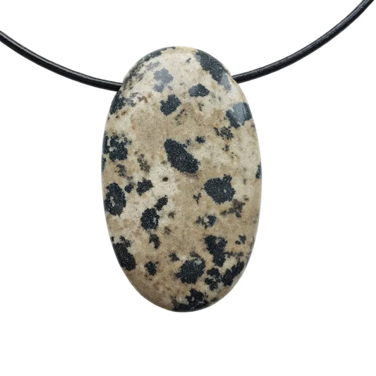 Dalmatiner Jaspis Edelstein Kette mit Lederband