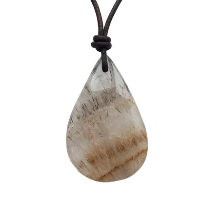Goethitquarz Cacoxenit Kette Edelstein mit Lederband