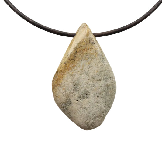 versteinerte Koralle Edelstein Kette mit Lederband