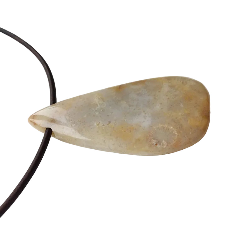 versteinerte Koralle Edelstein Kette mit Lederband