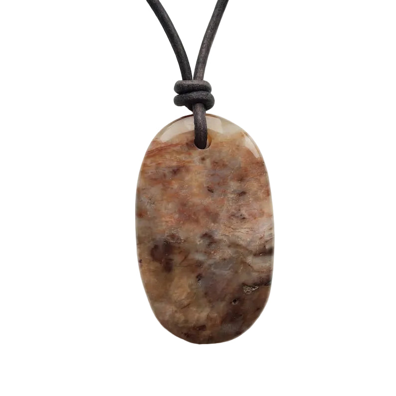 versteinertes Holz Edelstein Kette mit Lederband