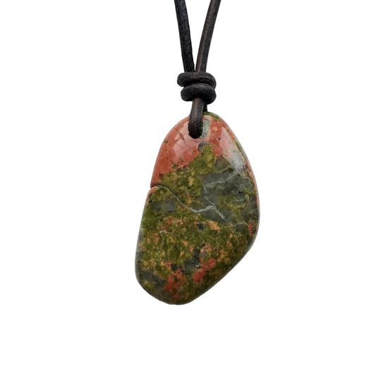 Unakit Edelstein Kette mit Lederband