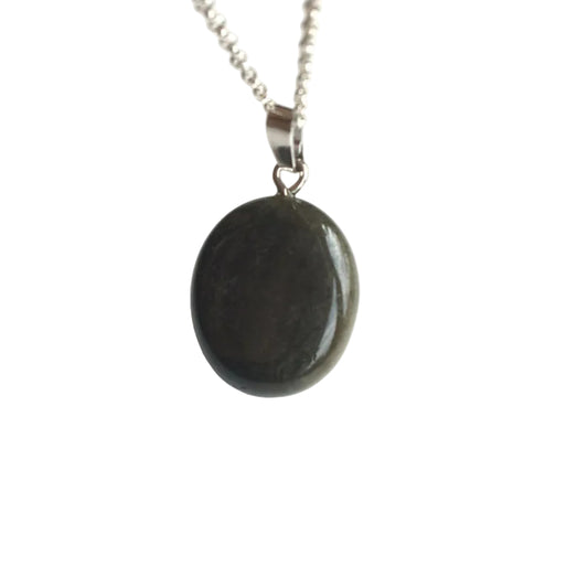 Goldobsidian Edelstein Anhänger 925 Silber Kette