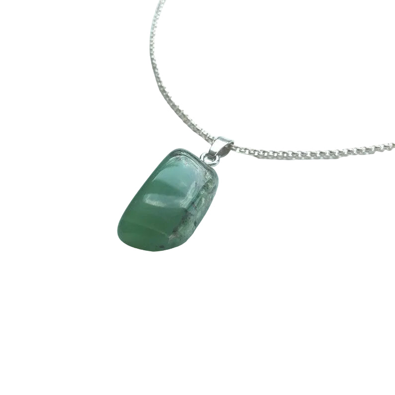 Chrysopras Anhänger 925 Silber Edelstein Kette