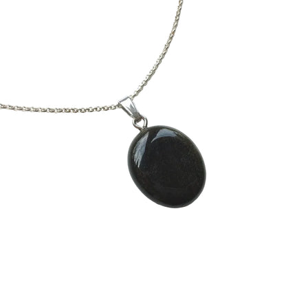 Goldobsidian Edelstein Anhänger 925 Silber Kette