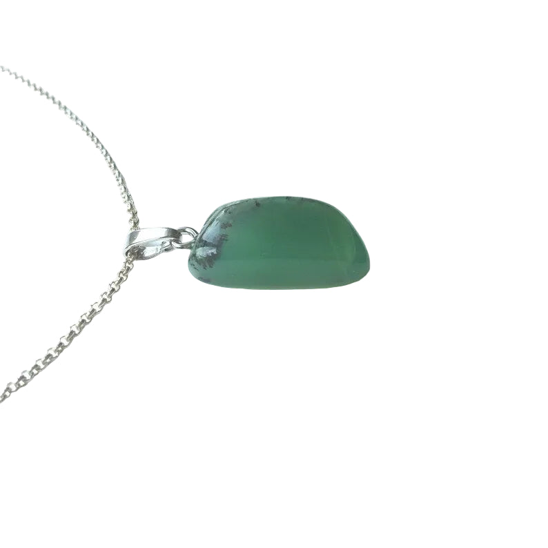Chrysopras Anhänger 925 Silber Edelstein Kette