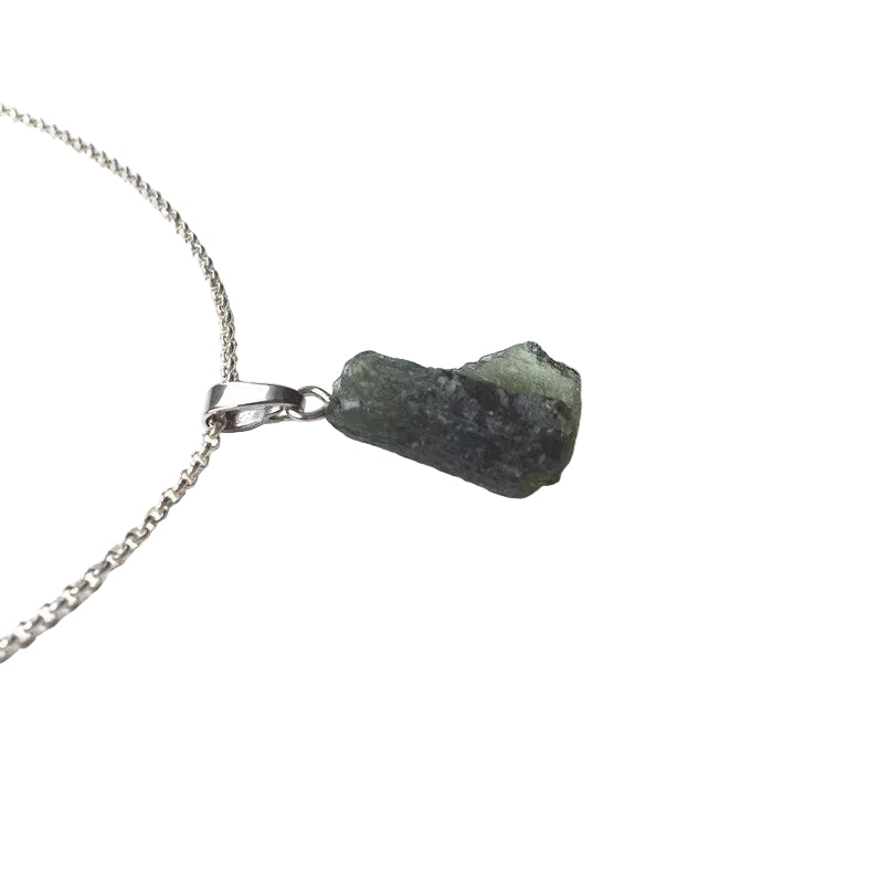 Moldavit Anhänger 925 Silber Edelstein Kette
