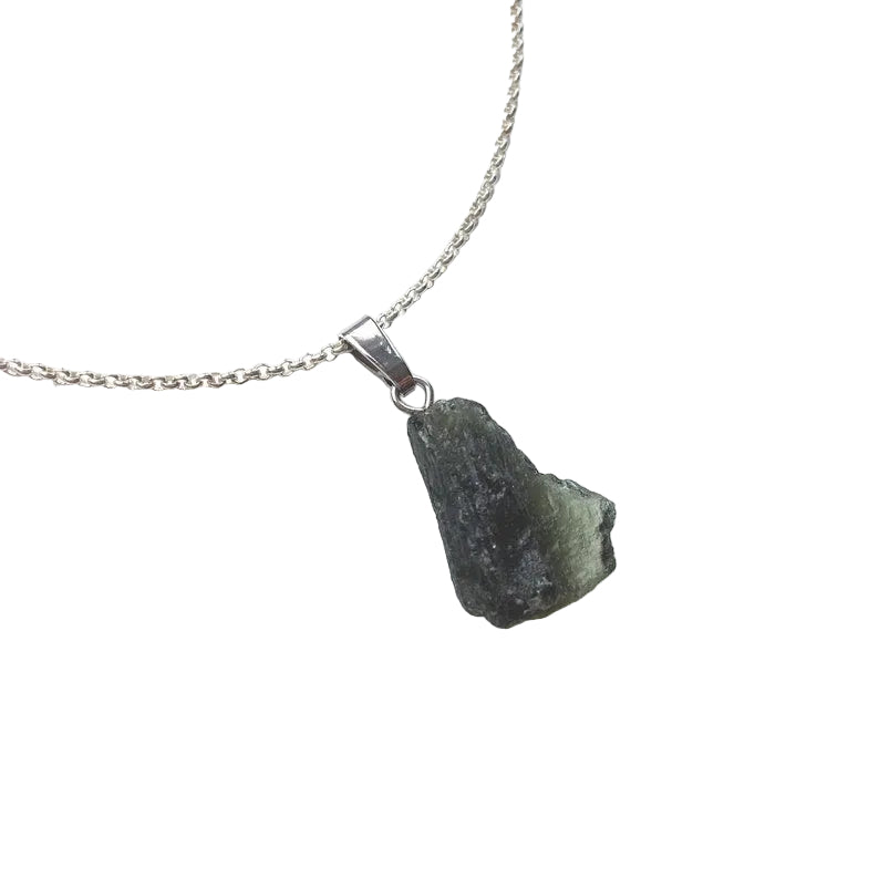 Moldavit Anhänger 925 Silber Edelstein Kette