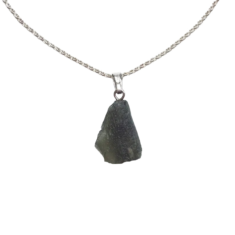 Moldavit Anhänger 925 Silber Edelstein Kette