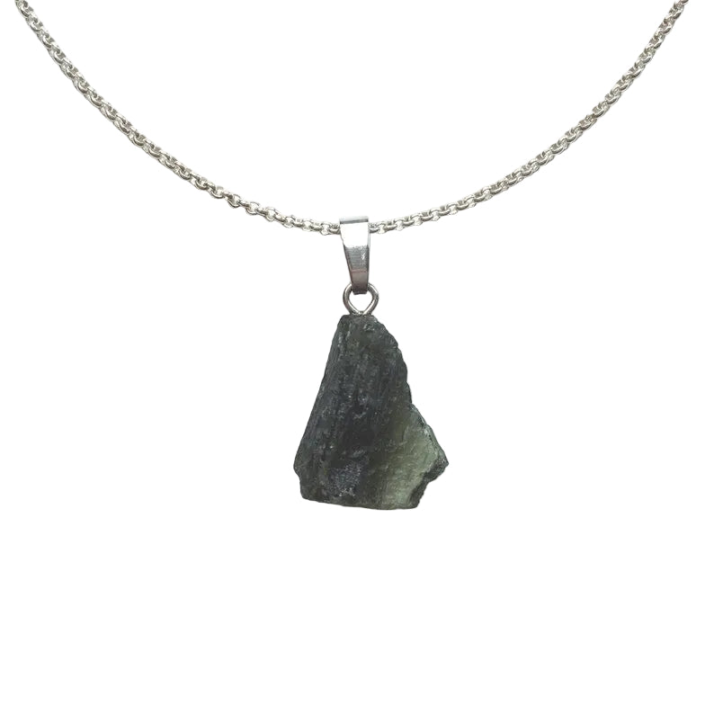 Moldavit Anhänger 925 Silber Edelstein Kette
