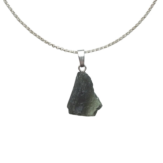 Moldavit Anhänger 925 Silber Edelstein Kette