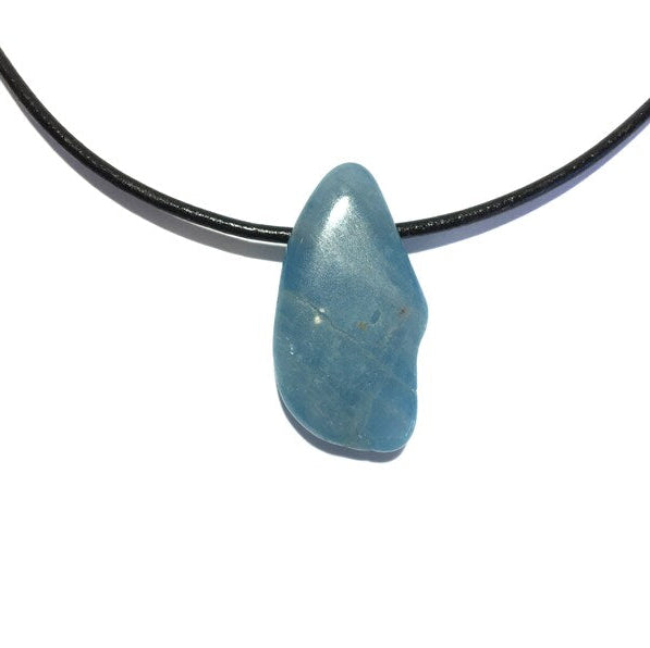 Aquamarin Edelstein Kette mit Lederband