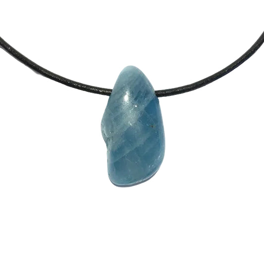 Aquamarin Edelstein Kette mit Lederband