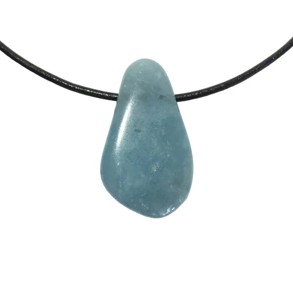 Aquamarin Edelstein Kette mit Lederband
