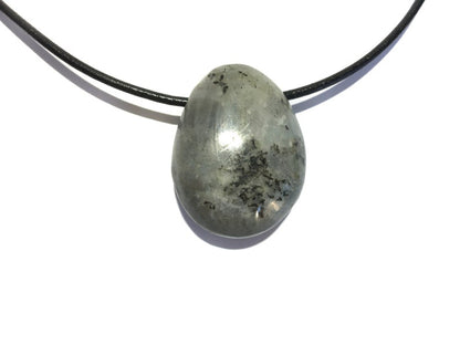 Labradorit Edelstein Kette mit Lederband