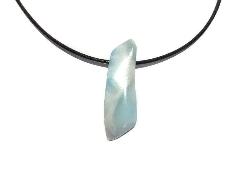 Larimar Edelstein Kette mit Lederband
