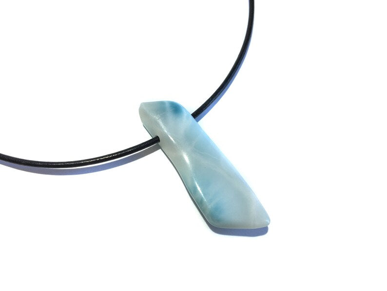 Larimar Edelstein Kette mit Lederband