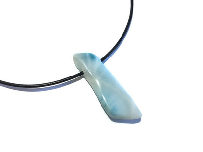 Larimar Edelstein Kette mit Lederband