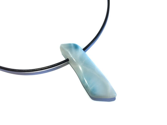 Larimar Edelstein Kette mit Lederband