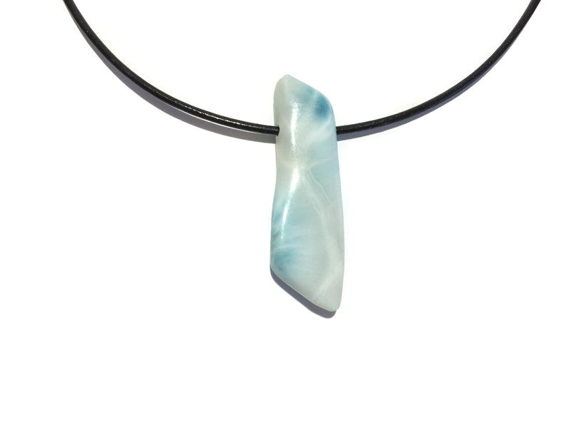 Larimar Edelstein Kette mit Lederband