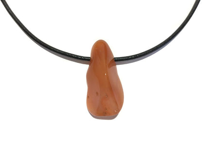 Karneol Edelstein Kette mit Lederband