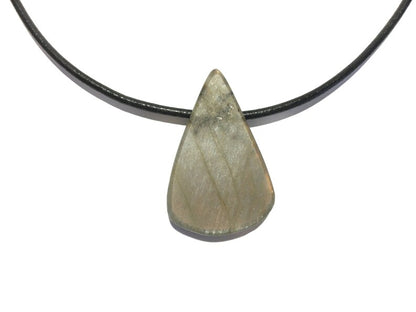 Labradorit Edelstein Kette mit Lederband