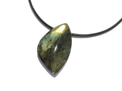 Labradorit Edelstein Kette mit Lederband