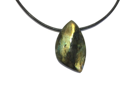 Labradorit Edelstein Kette mit Lederband