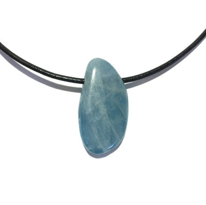 Aquamarin Edelstein Kette mit Lederband