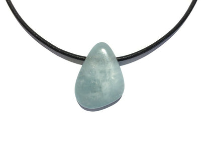 Aquamarin Edelstein Kette mit Lederband