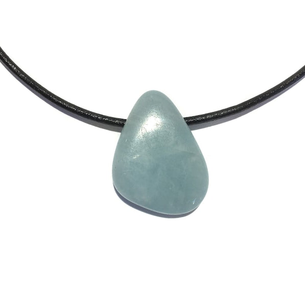 Aquamarin Edelstein Kette mit Lederband