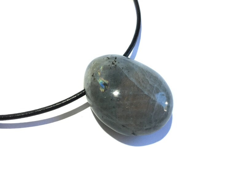 Labradorit Edelstein Kette mit Lederband