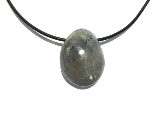 Labradorit Edelstein Kette mit Lederband