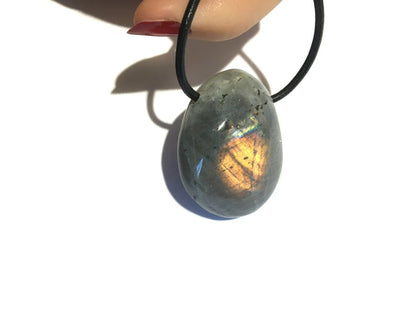 Labradorit Edelstein Kette mit Lederband