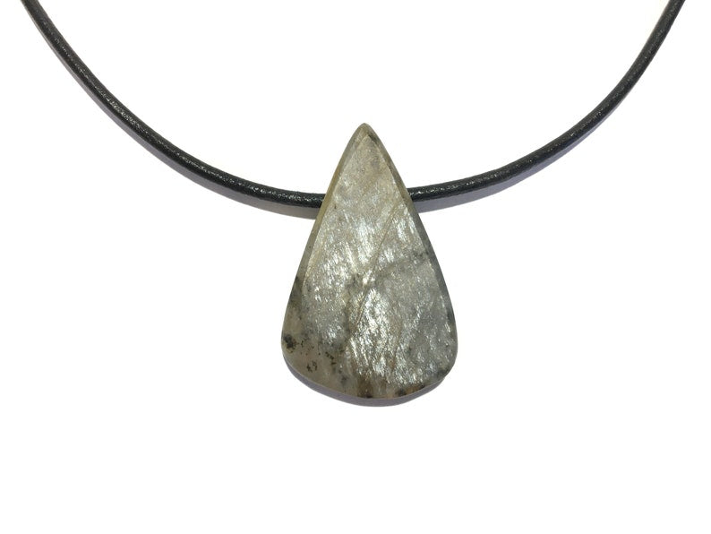 Labradorit Edelstein Kette mit Lederband