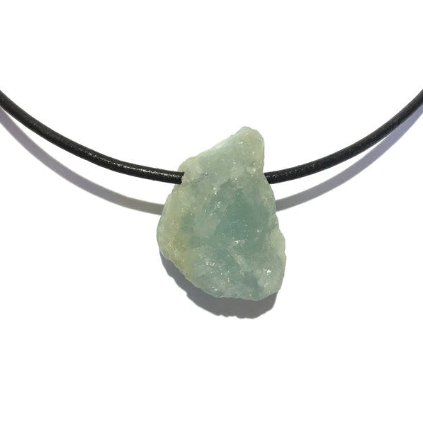 Aquamarin Rohstein Kette Edelstein mit Lederband